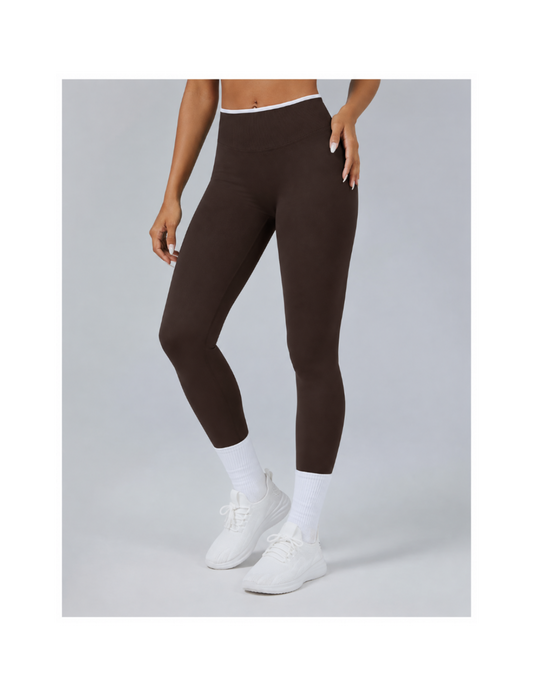 Contrast Line Seamless Leggings – Brown/Braun