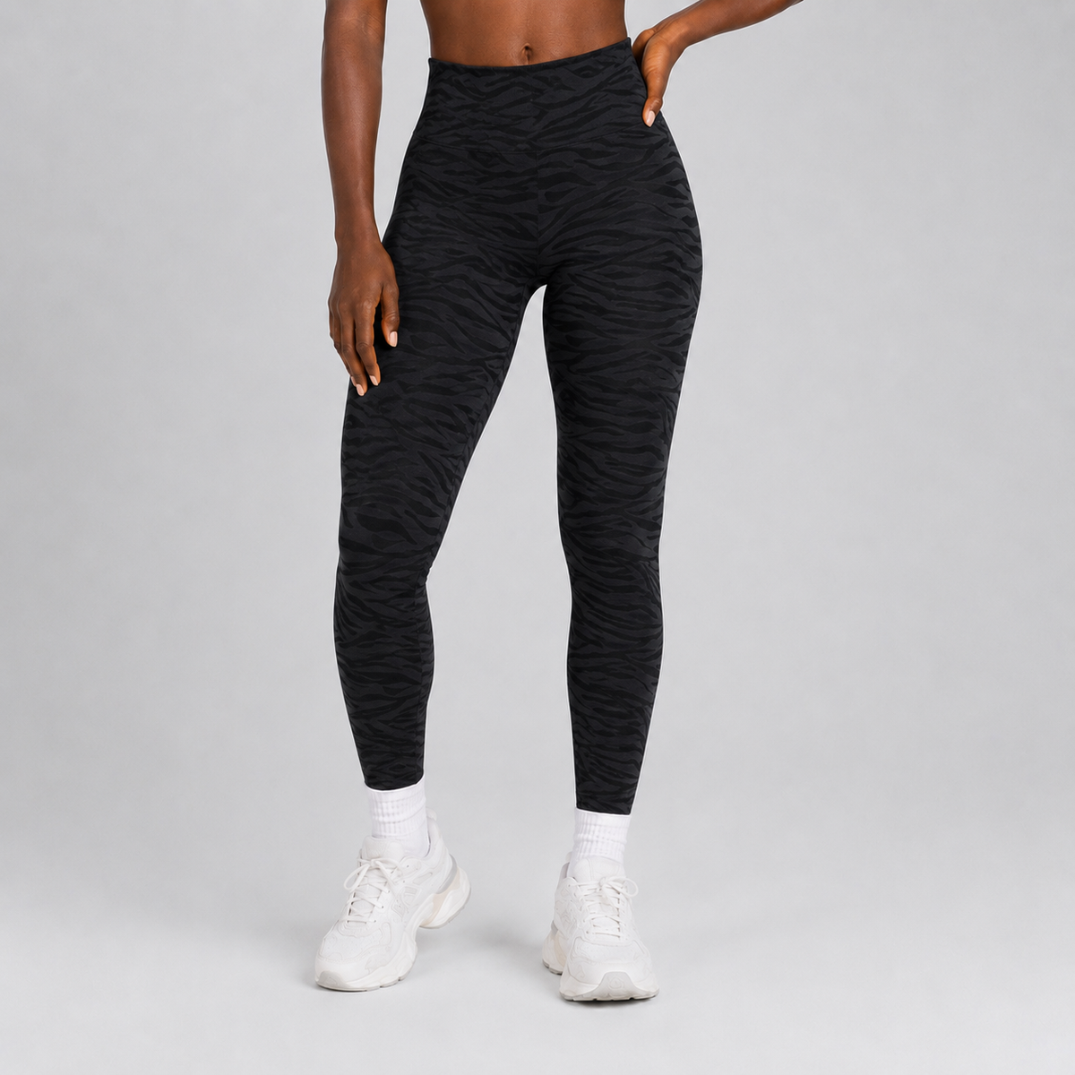 Animal-Print Leggings Zebra Schwarz