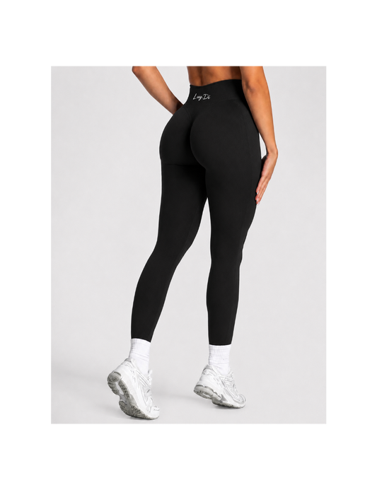 Contrast Line Seamless Leggings Schwarz