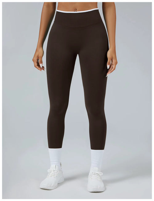 Contrast Line Seamless Leggings – Brown/Braun
