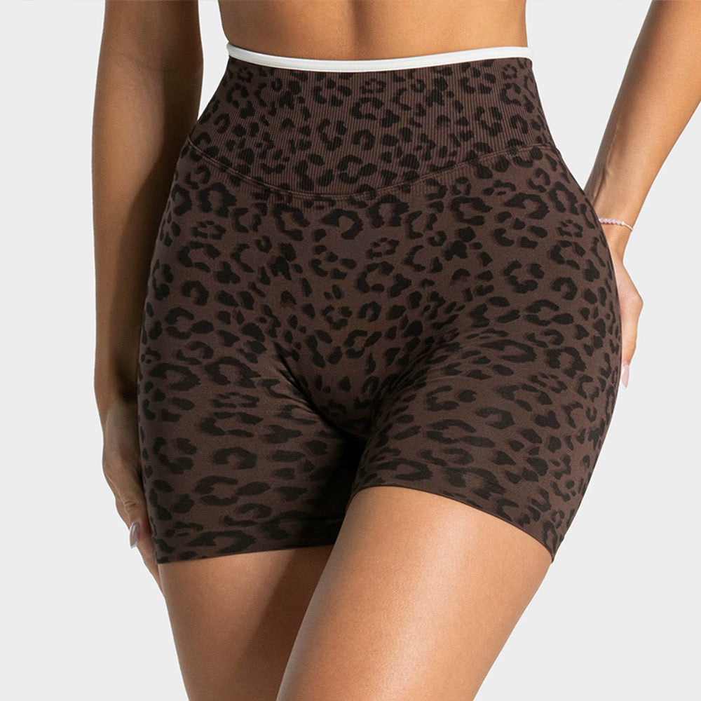 Seamless Short Leopard-Print Braun